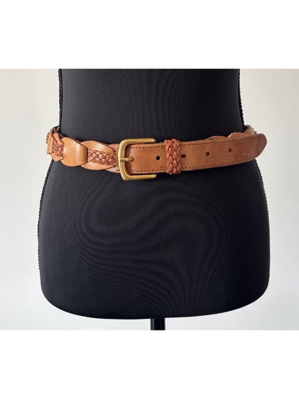 Vintage Genuine Leather Braided Waist Belt Women’s Fits XS Boho Western Italy